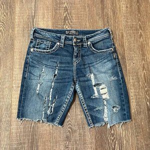Silver Distressed Jeans Shorts – Waist 29